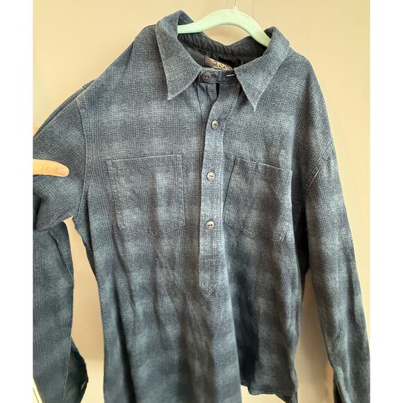 NWT RRL BY RALPH LAUREN Plaid-Print Jersey Popover Workshirt Navy/Blue Medium - Picture 10 of 13